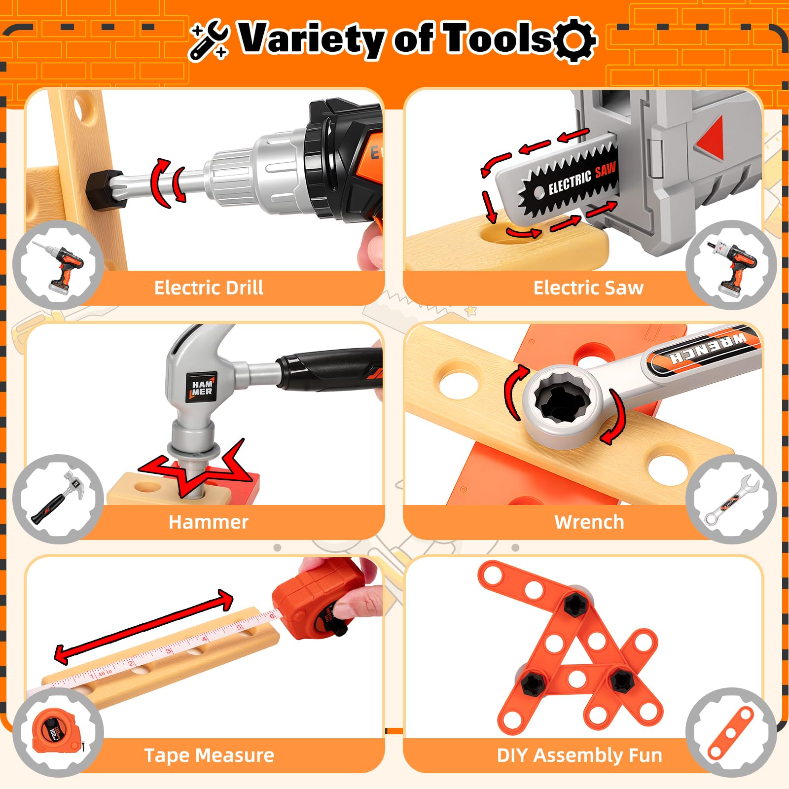heygelo 50pcs tool set angle grinder head sparks imaginative exploration and fine motor use