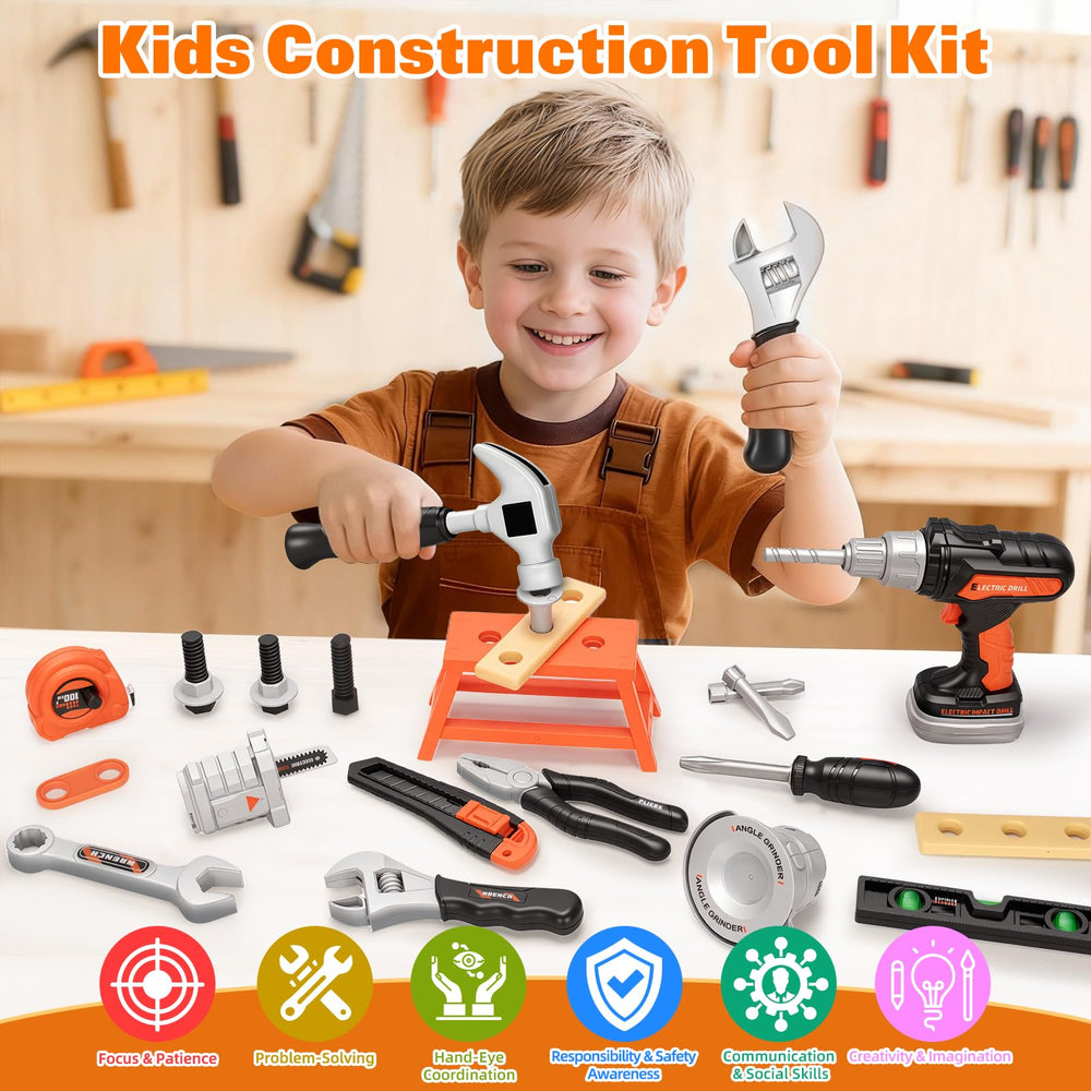 heygelo 50pcs tool set hammer supports constructive play and hand-eye coordination during pretend builds