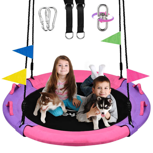 HeyZoo 43-inch saucer swing for dual-seat backyard fun.