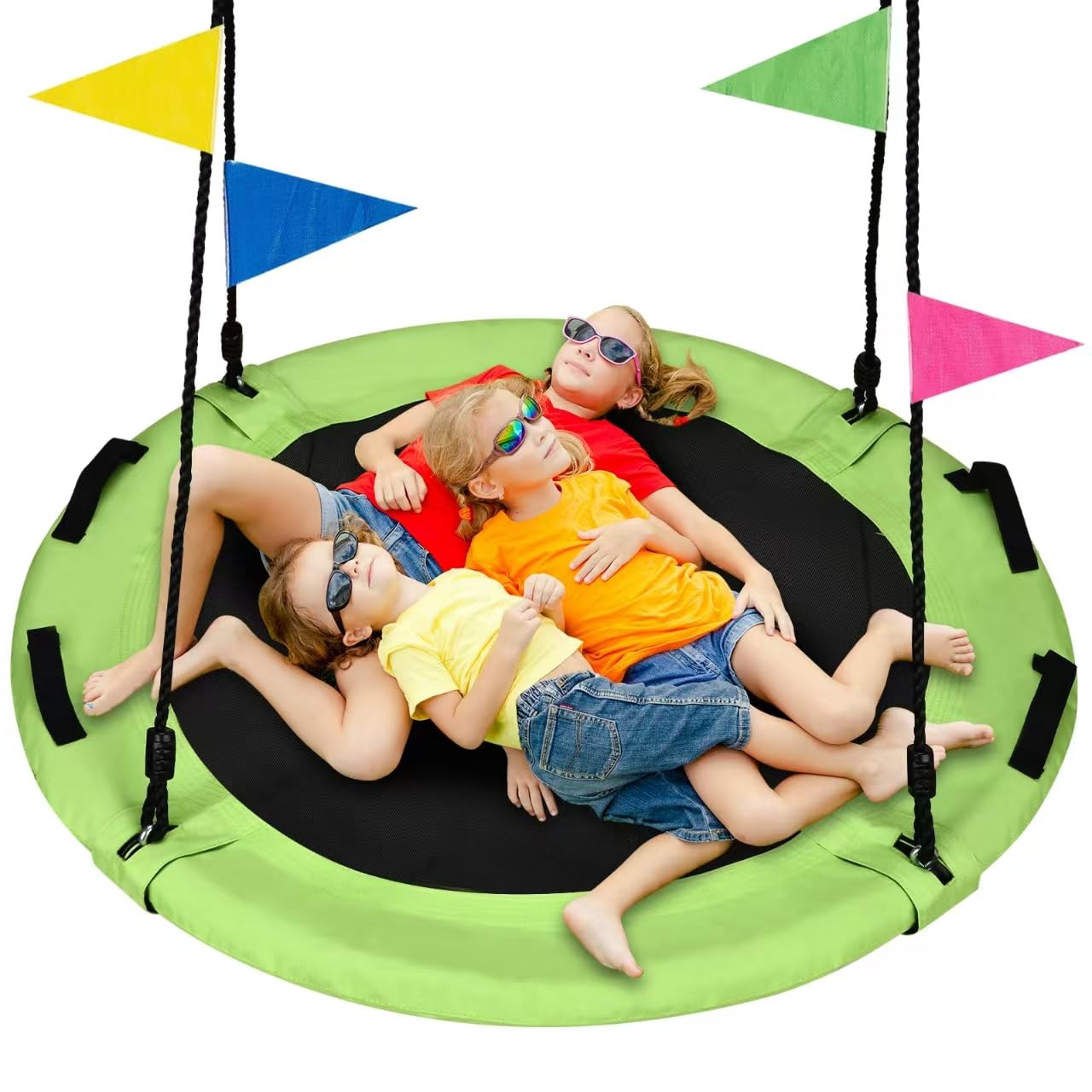 HeyZoo 48-inch saucer swing for multi-child fun in the backyard.