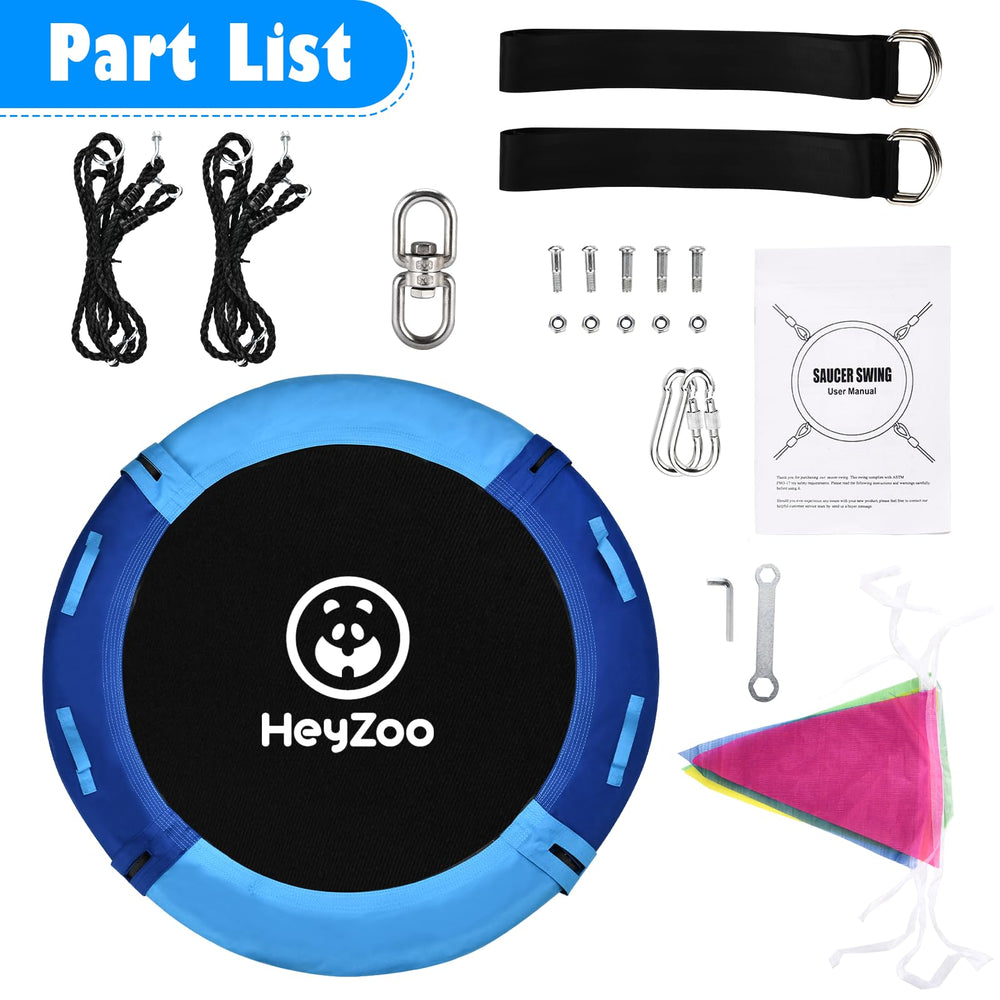 HeyZoo backyard swing set in use, ready for family fun.