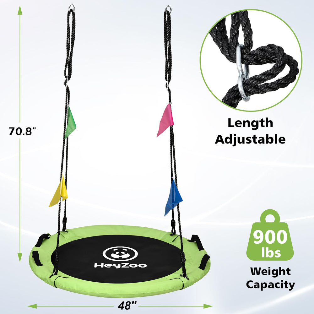 HeyZoo swing includes four decorative flags for extra backyard appeal.
