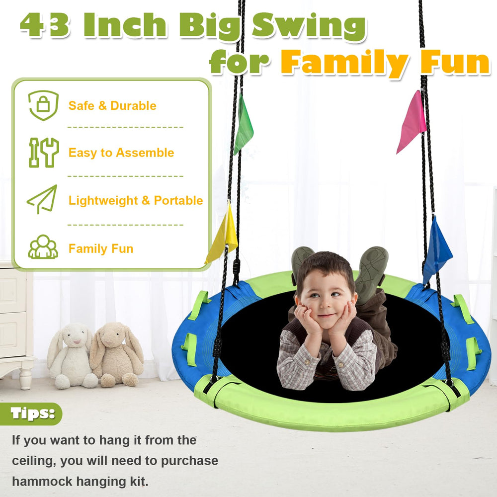 HeyZoo spacious 43-inch swing area fits 2-3 kids at once