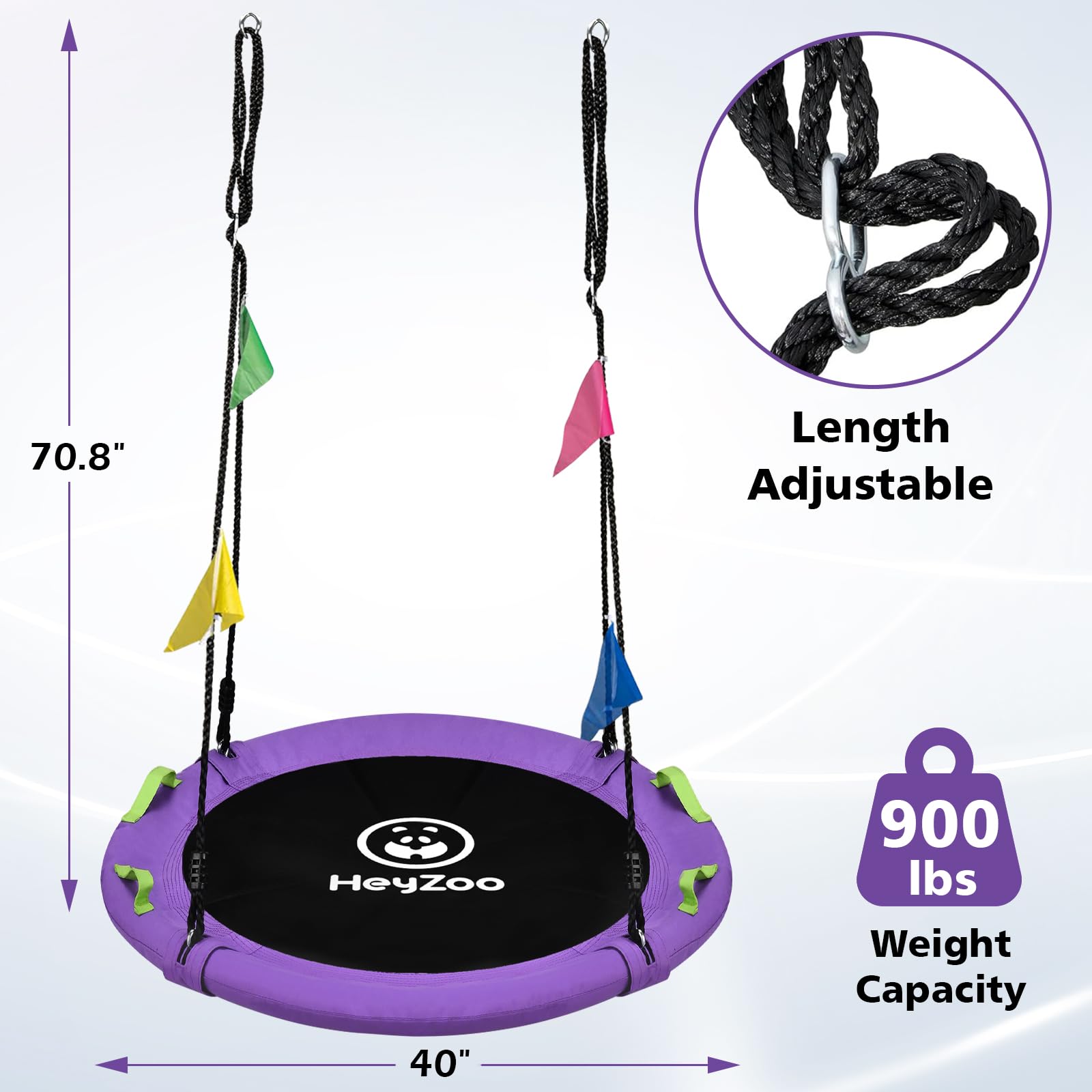 HeyZoo foam-wrapped frame adds comfort during long swing sessions.