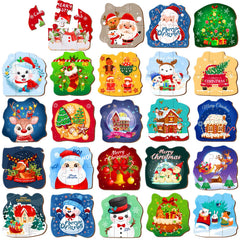 HFAYDZSW 24-pack Christmas puzzles with varied designs for engaging classroom activities