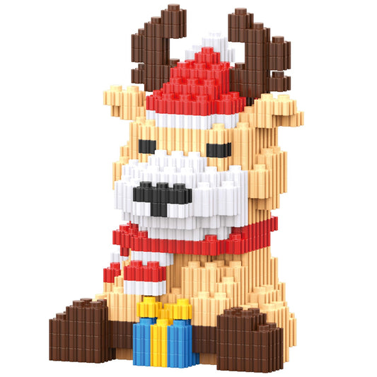 HGCYCF Christmas reindeer micro blocks 664 pieces for creative holiday building.