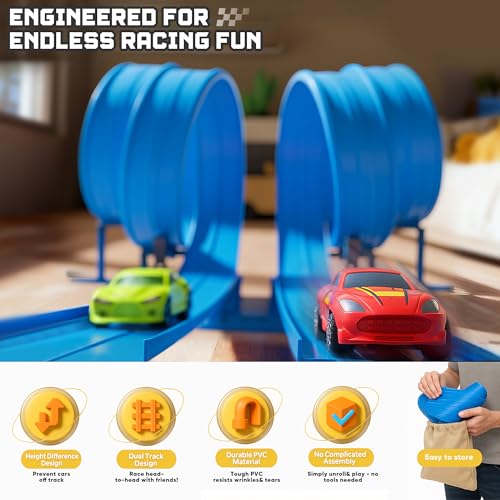 HGEVFL flex track with suction cups grips smooth surfaces for stable play