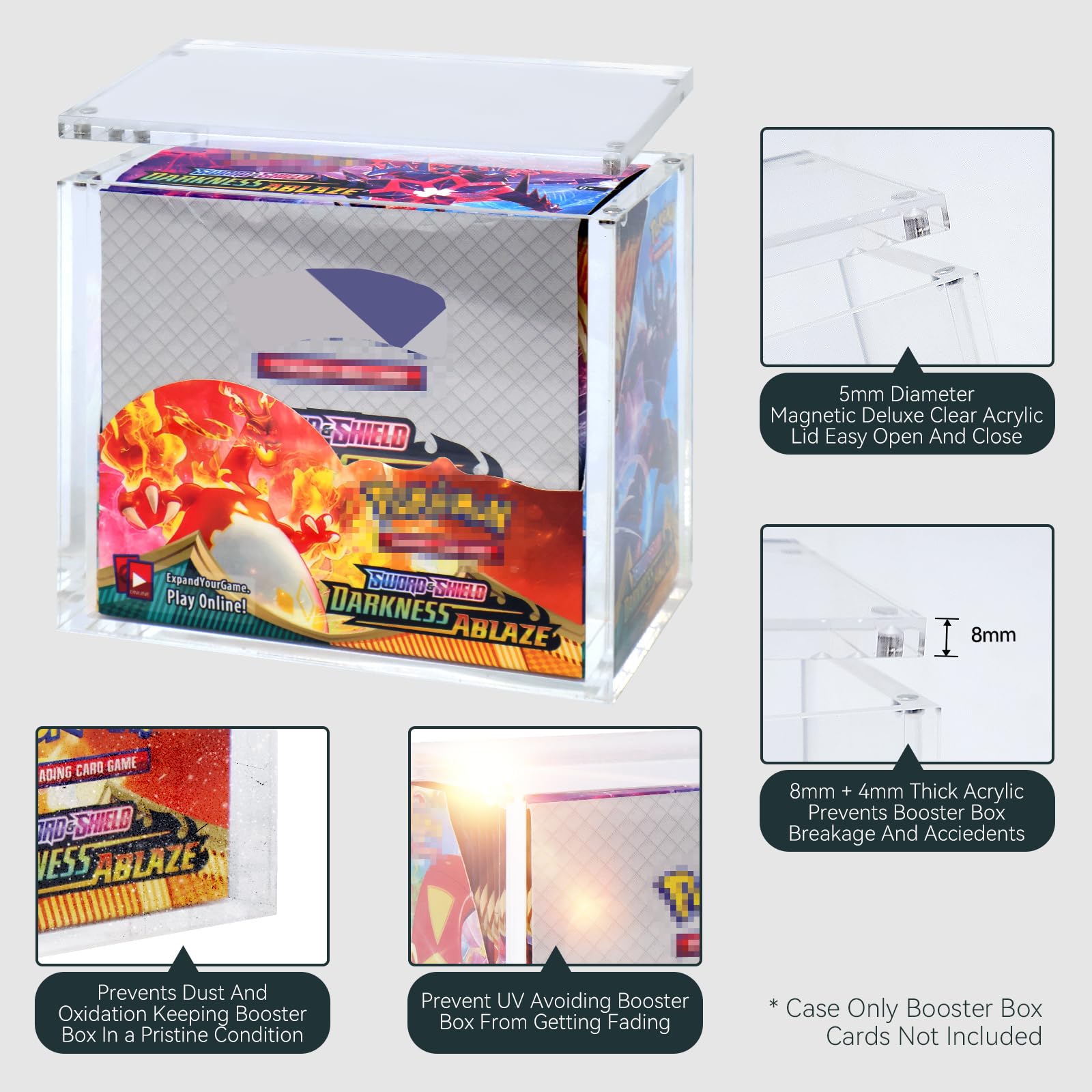HgiVroskelia booster box case 360-view enables full display while guarding fingerprints