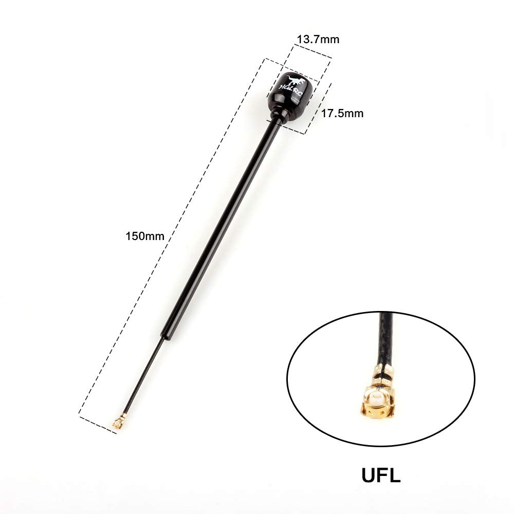 HGLRC LHCP antenna with SMA connector for broad UAV compatibility.
