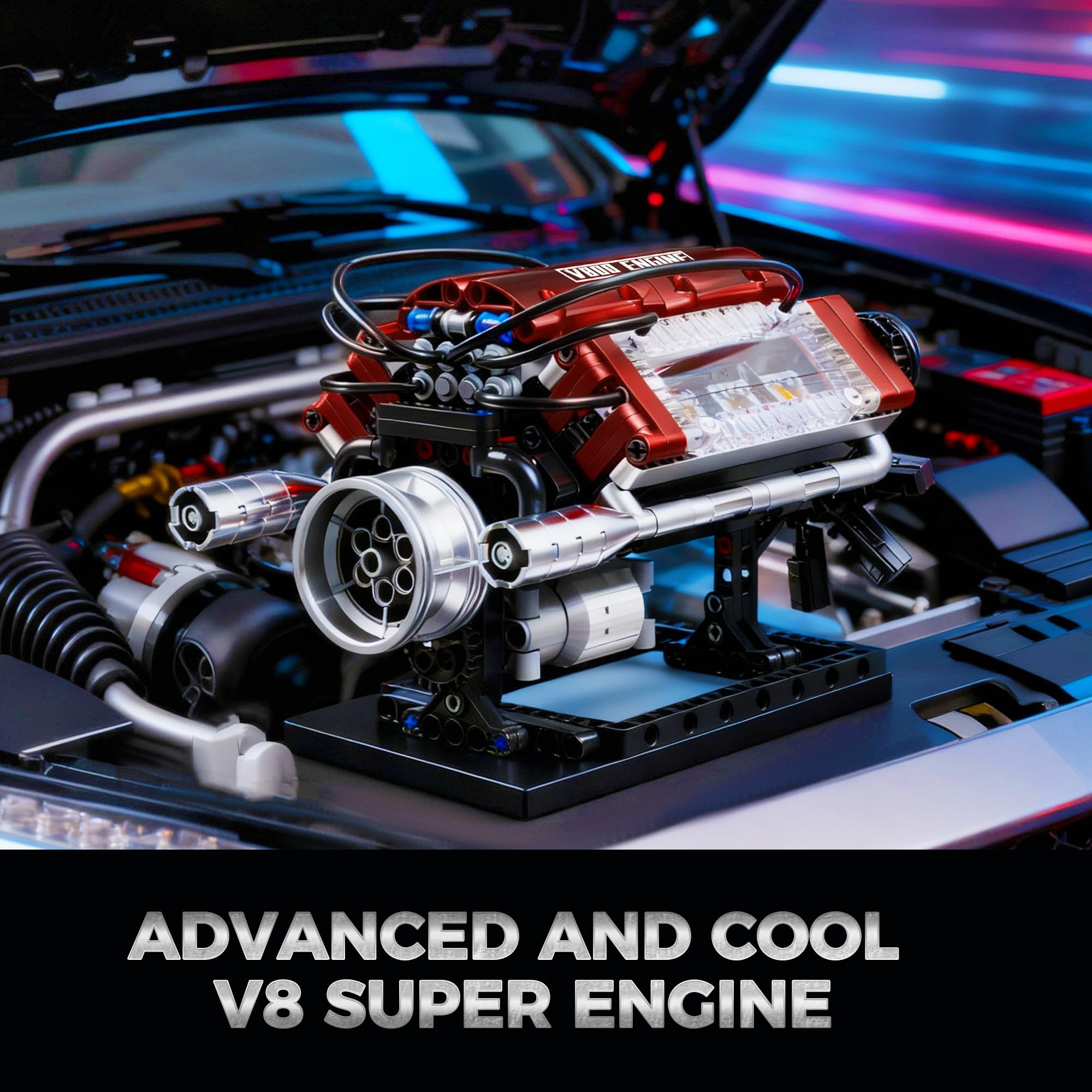 HGYYGACN V8 cooling system detail emphasizes authentic drive mechanics