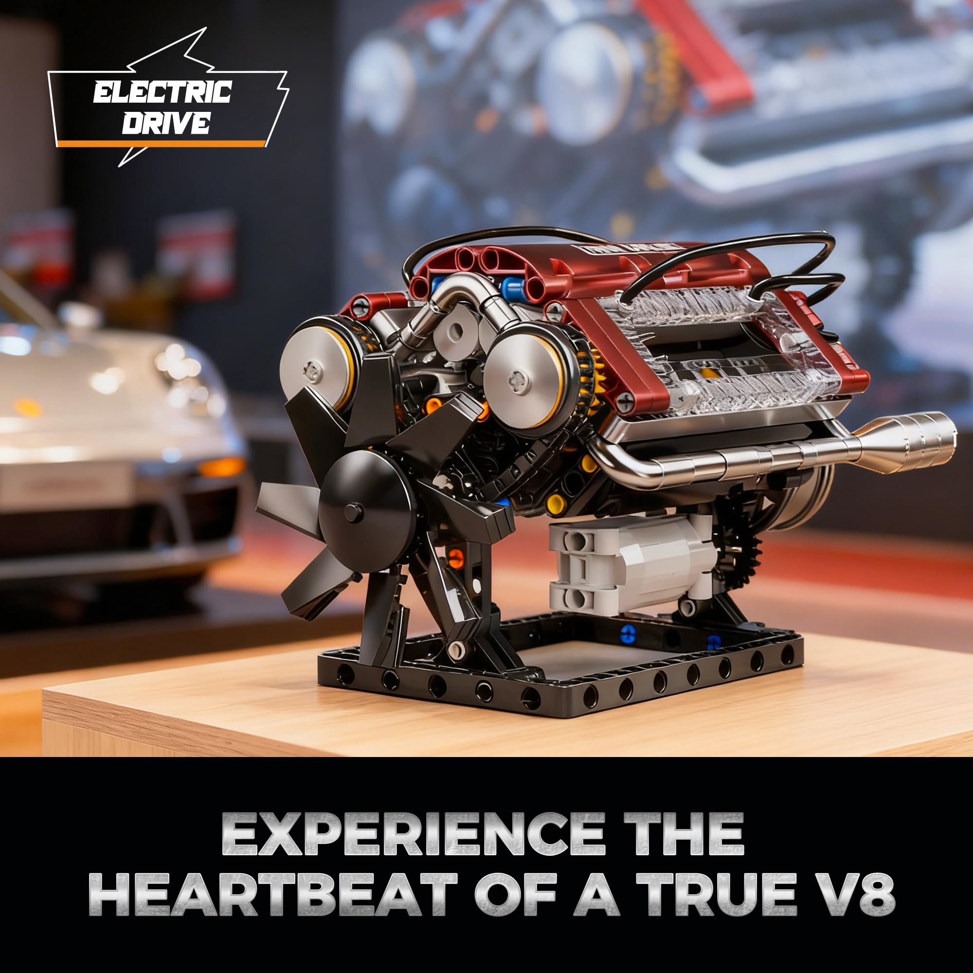 HGYYGACN V8 crankshaft rotation highlights precise engineering in a compact kit