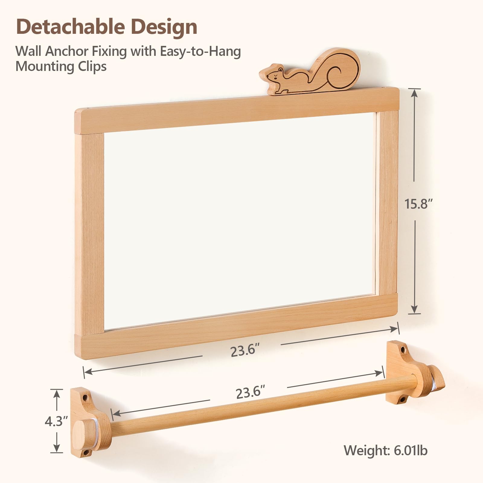 HI BABY MONMENT natural wood frame complements nursery décor