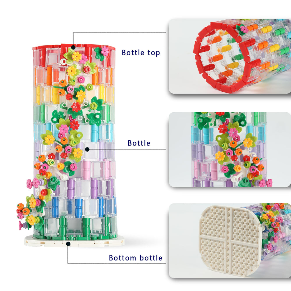 HI-REEKE building-block flower kit enables customizable desk bouquets