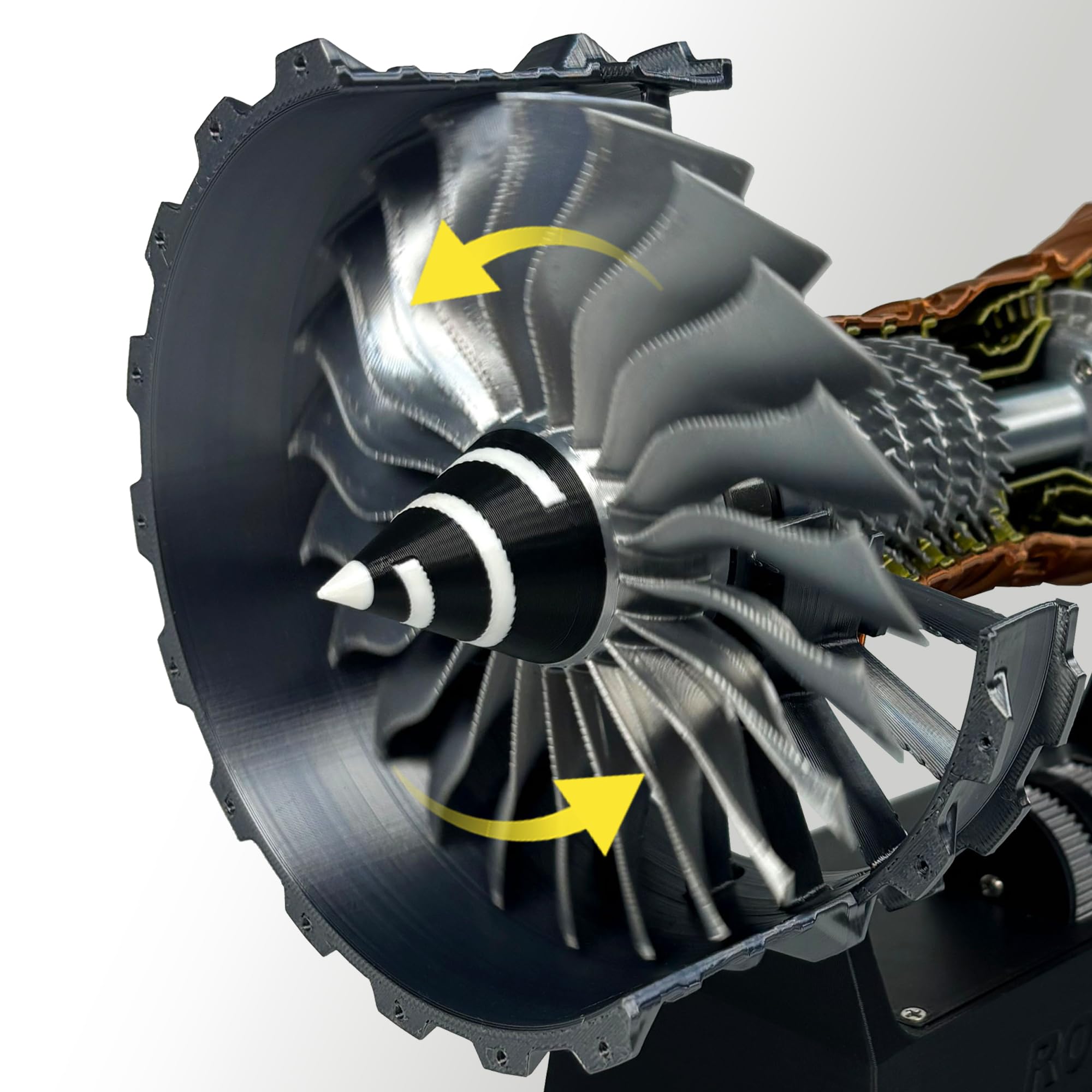HI-REEKE Jet Engine Model made from 3D-printed plastic for lightweight durability