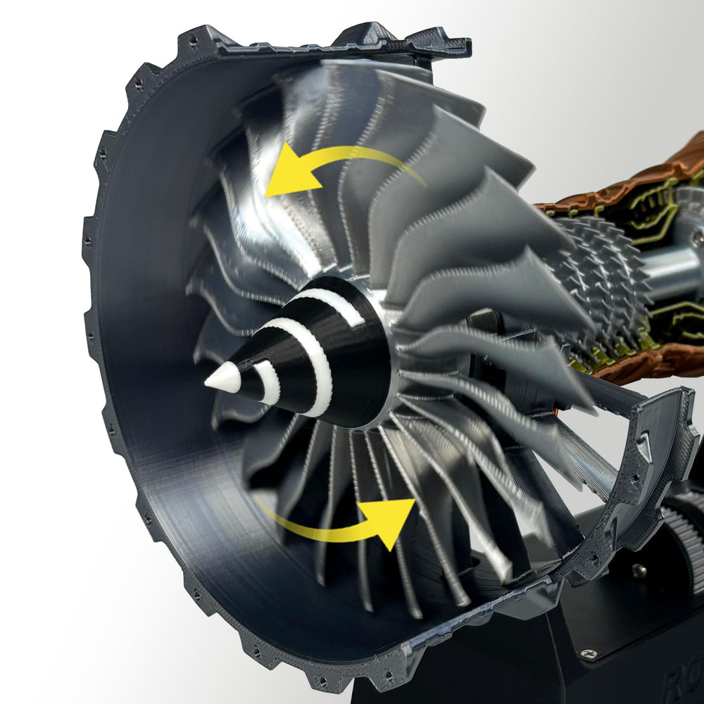 HI-REEKE Jet Engine Model made from 3D-printed plastic for lightweight durability