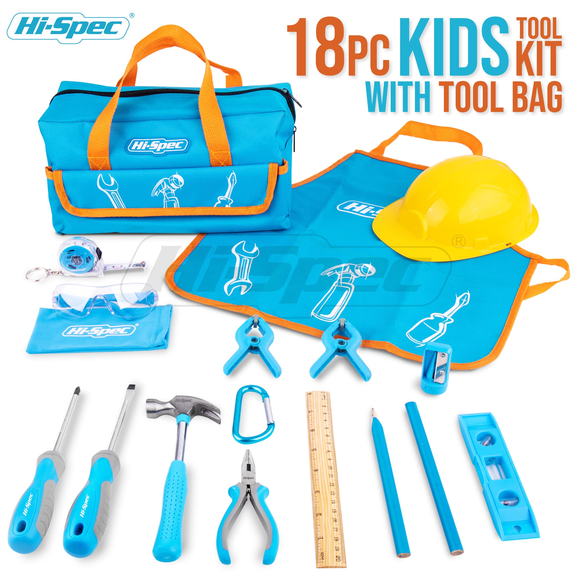 Hi-Spec child-size tool bag organized for quick storage and easy transport.