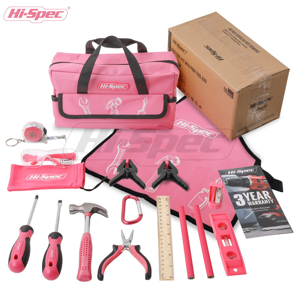 Hi-Spec pink tool bag shown organized with tools inside