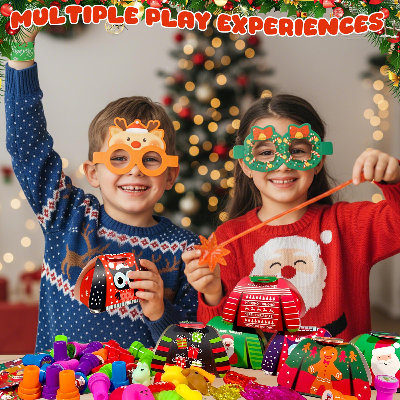 Hiawbon Christmas stamps and slap bracelets deliver interactive festive accents.