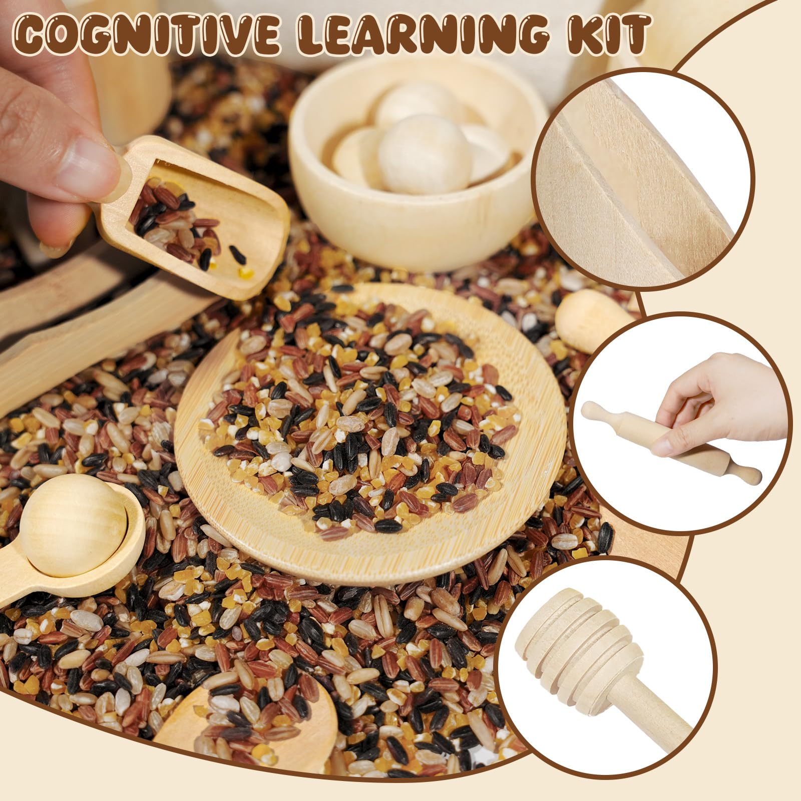 Hiawbon wooden balls for counting and sorting play