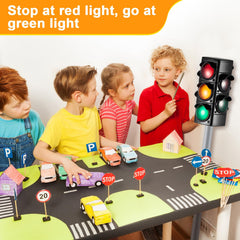 Hiboom traffic light toy in use with kids promoting shared play
