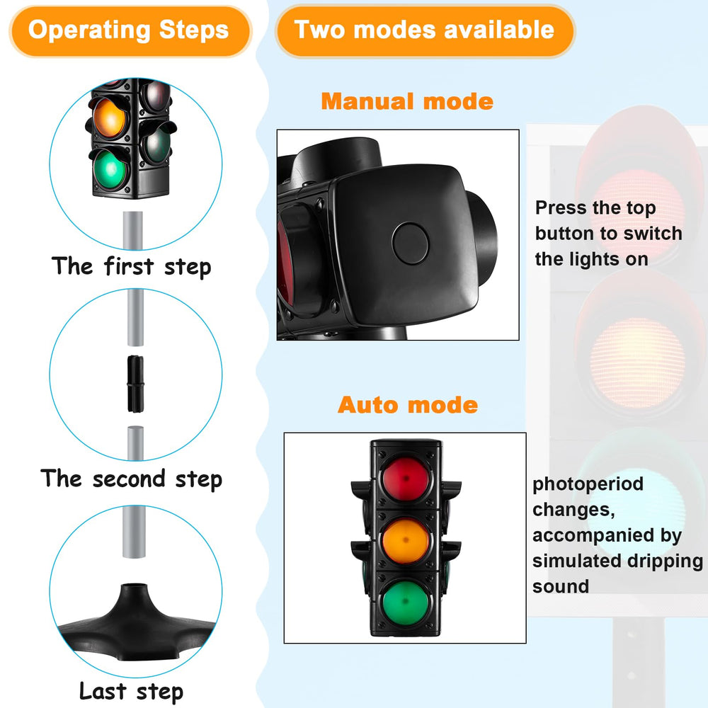 Hiboom traffic light toy top button illustrating manual mode control