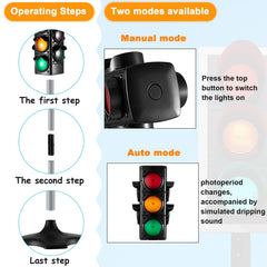 Hiboom traffic light toy top button illustrating manual mode control
