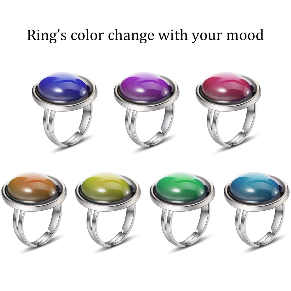 Hicarer color-changing mood ring shows temperature-driven color shifts.