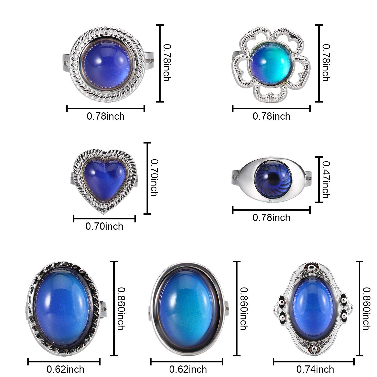 Hicarer mood ring adjustable fit suitable for most kids and teens.