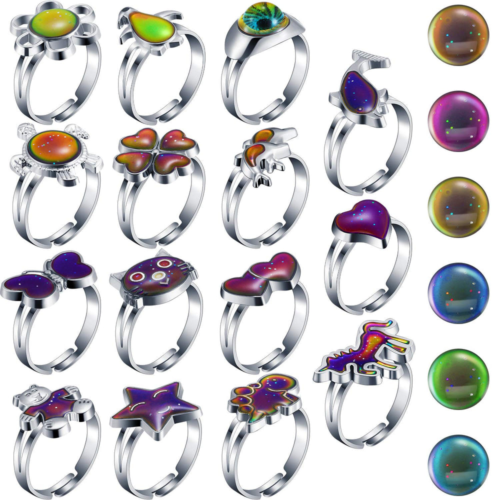Hicarer mood rings with 15 assorted animal shapes for fun party favors.