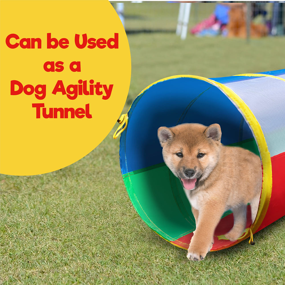 Hide N Side collapsible tunnel folds flat for easy storage after play.