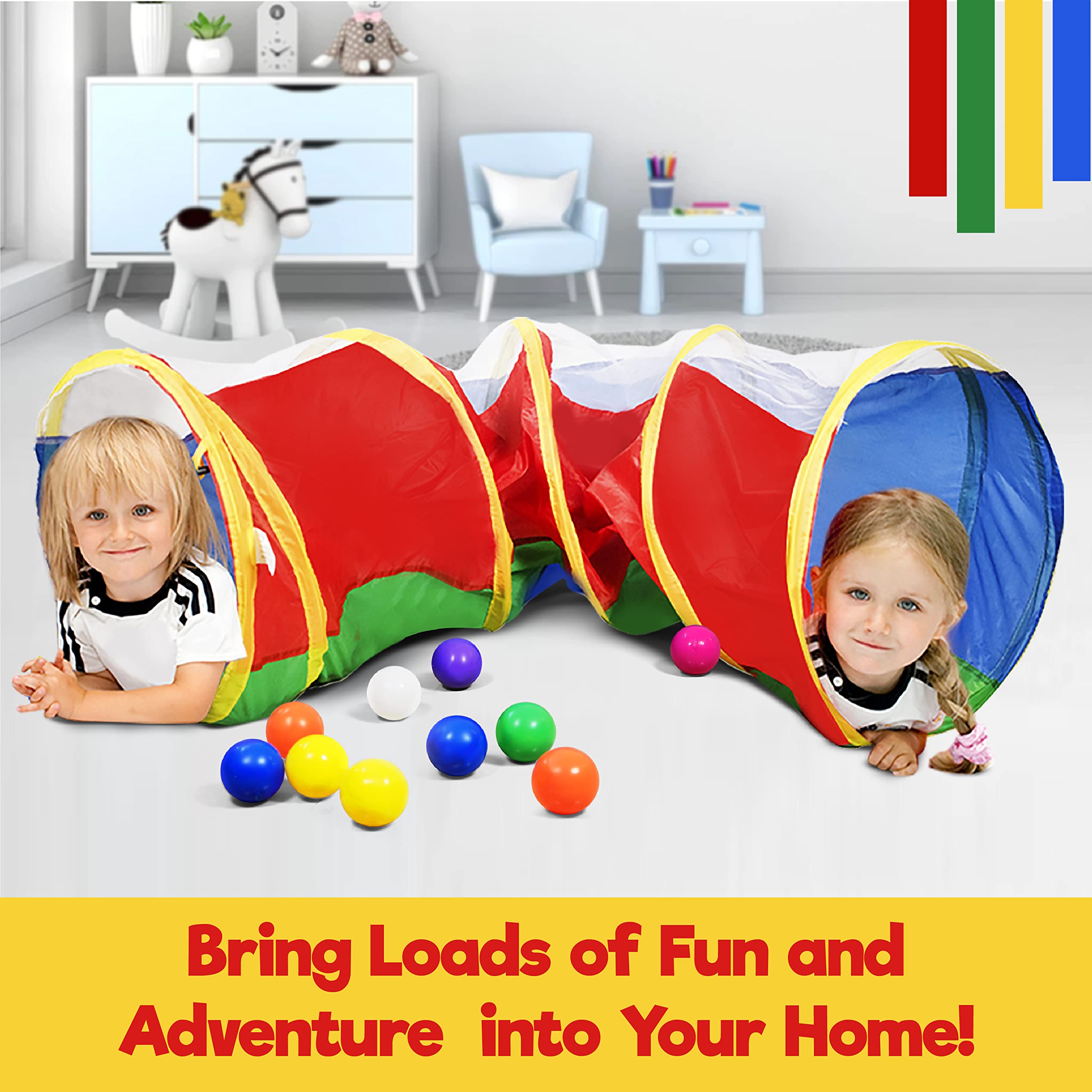 Hide N Side tunnel in use indoors for family play and imagination.