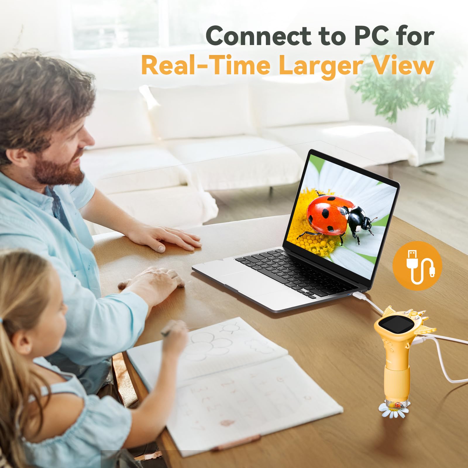 Hideal HP40 IPS Microscope's cute exterior design that appeals to kids