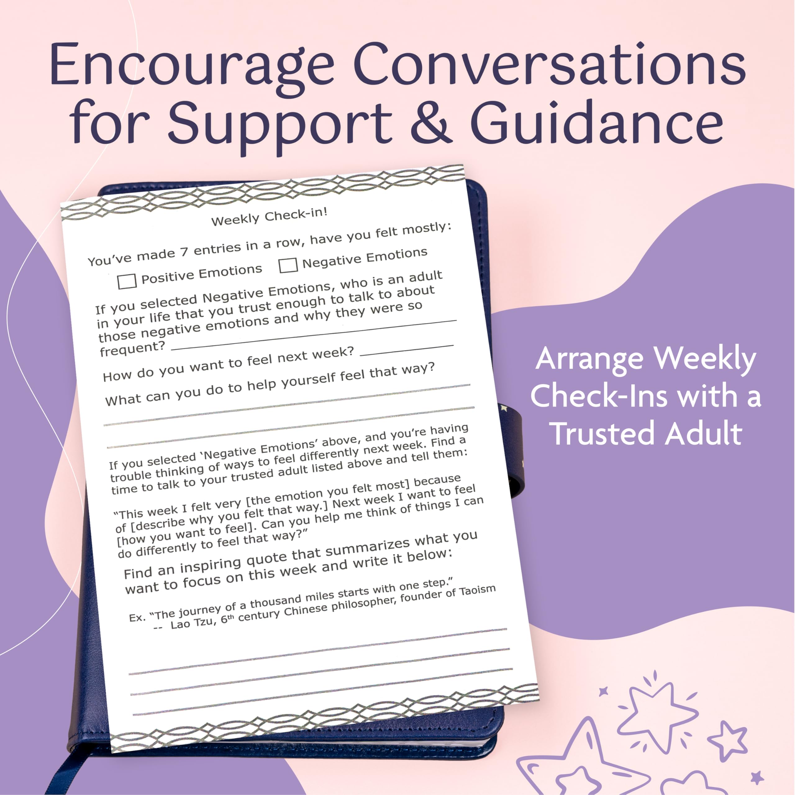SMART goals and weekly check-ins guide consistent growth in journaling.