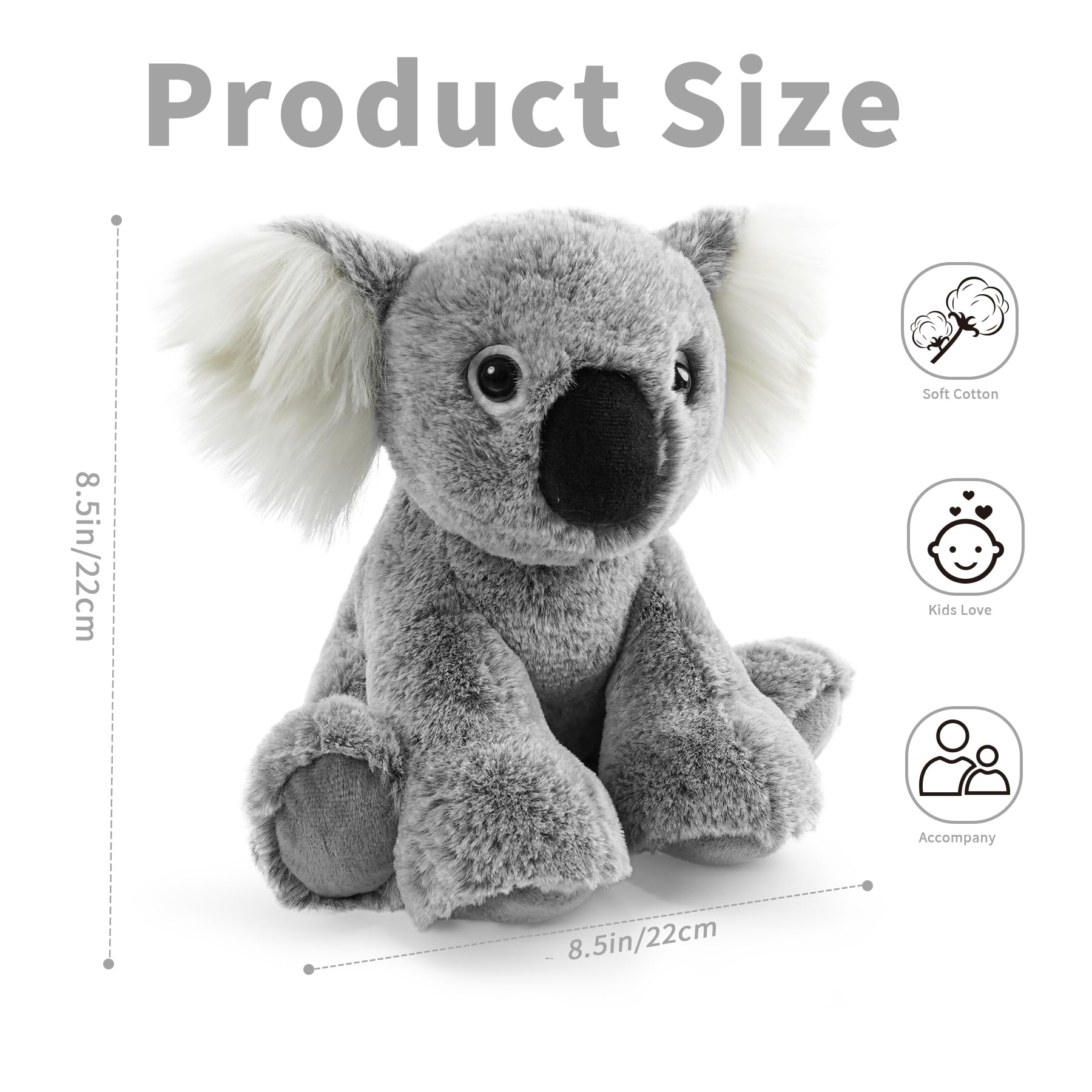 Hideekoog koala plush with soft fur, ideal for gentle hugs and play.