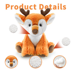 Hideekoog Sika Deer plush features soft long-hair fabric for gentle hugs.