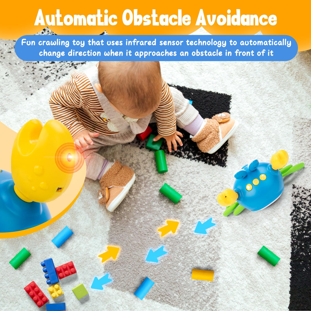 Hielse Crawling Crab toy obstacle-avoidance feature for safe exploration.