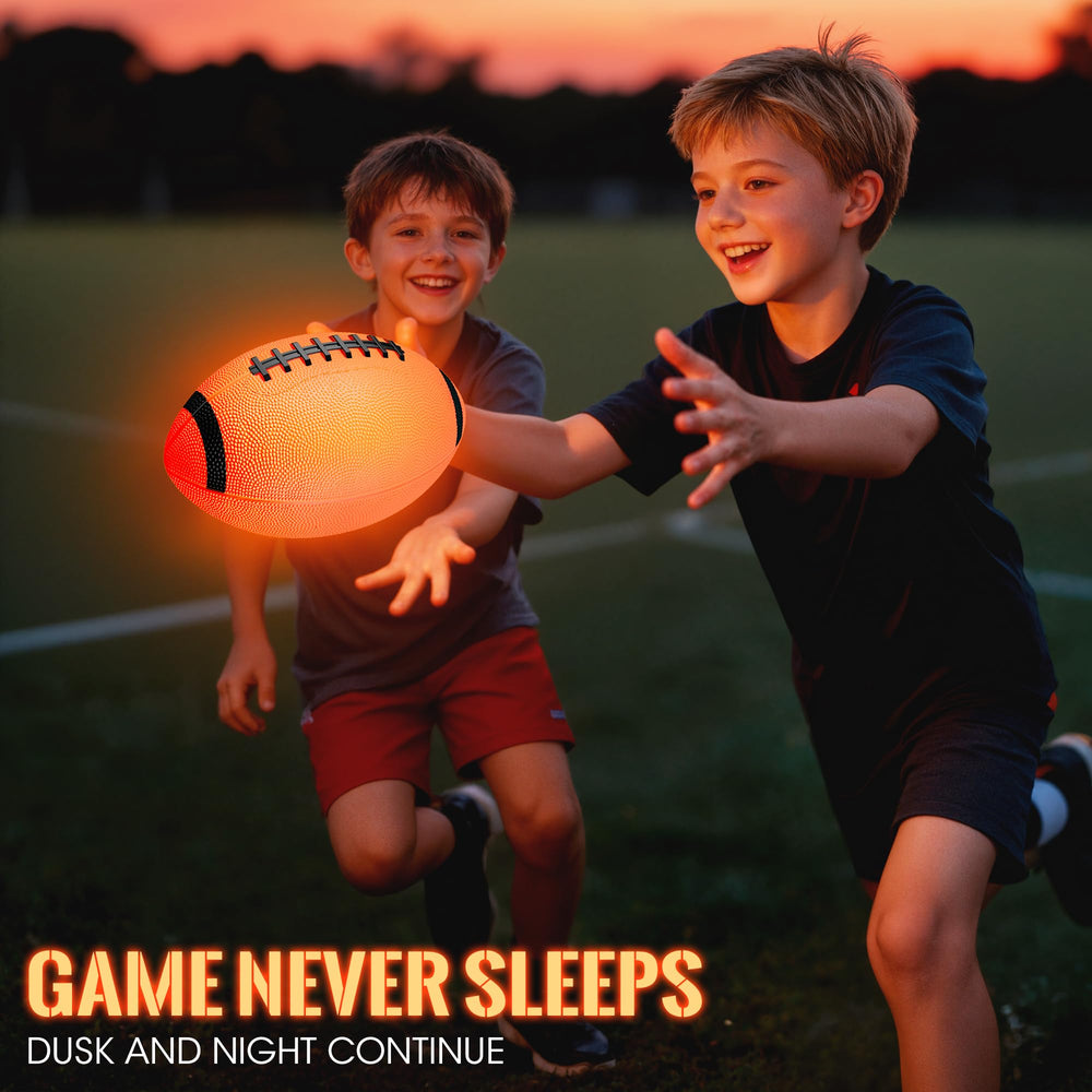 HIEMAO glow football includes pump for quick setup and on-field play