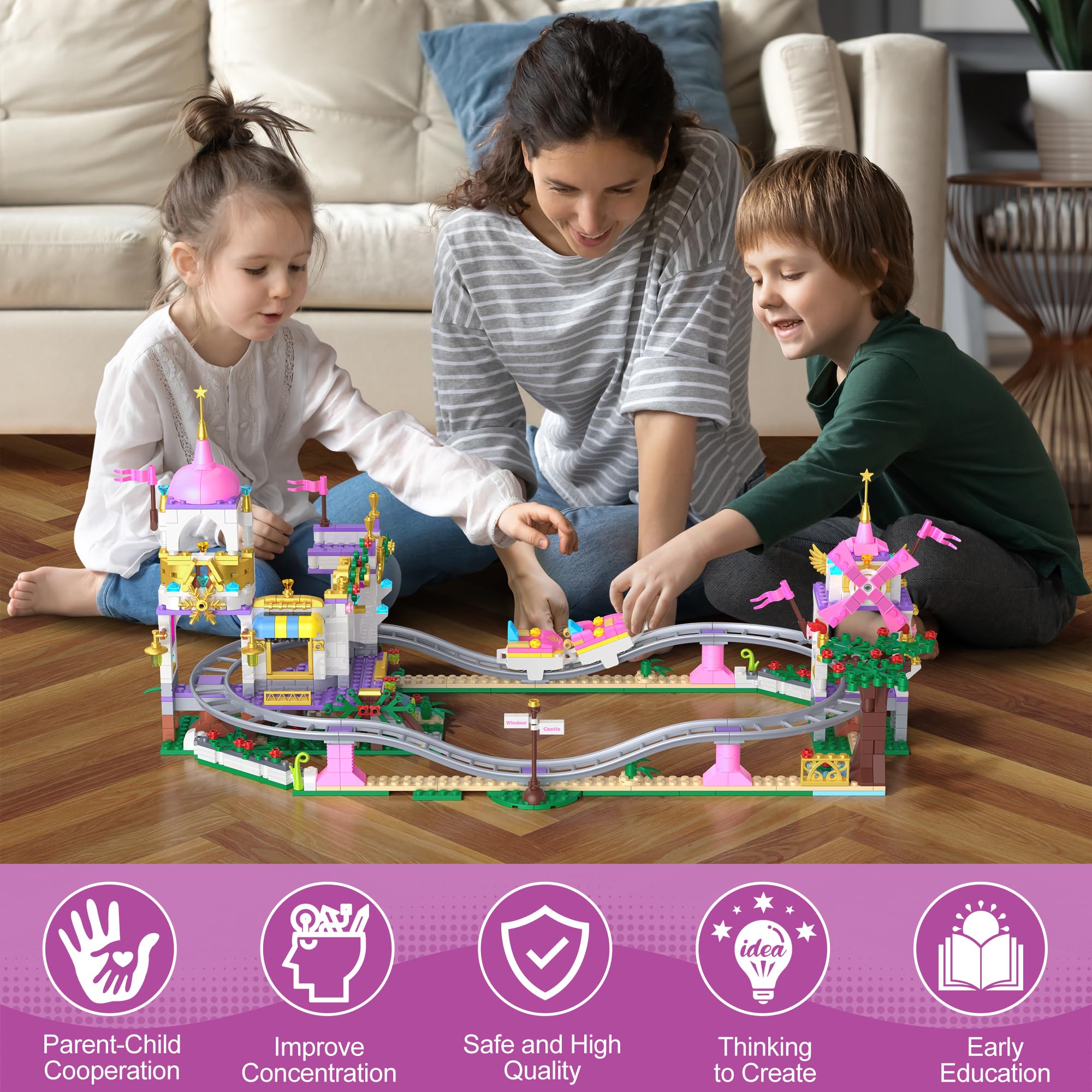 HIEMAO Safe ABS plastic pieces with smooth edges for kid-safe construction.