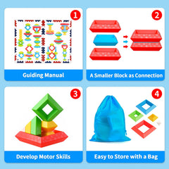 Blue non-woven storage bag keeps blocks organized for home or travel.