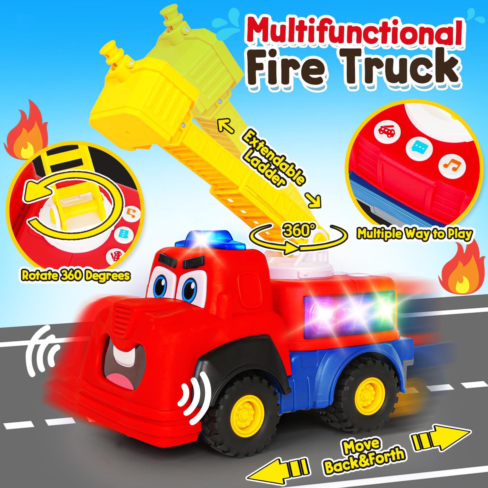 Hieoby fire truck mouth movement, synchronized dialogue for imaginative role-play.