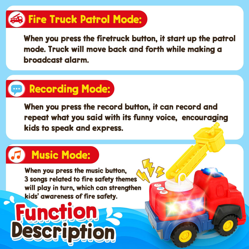 Hieoby fire truck music songs, fire-safety themed tunes for learning.