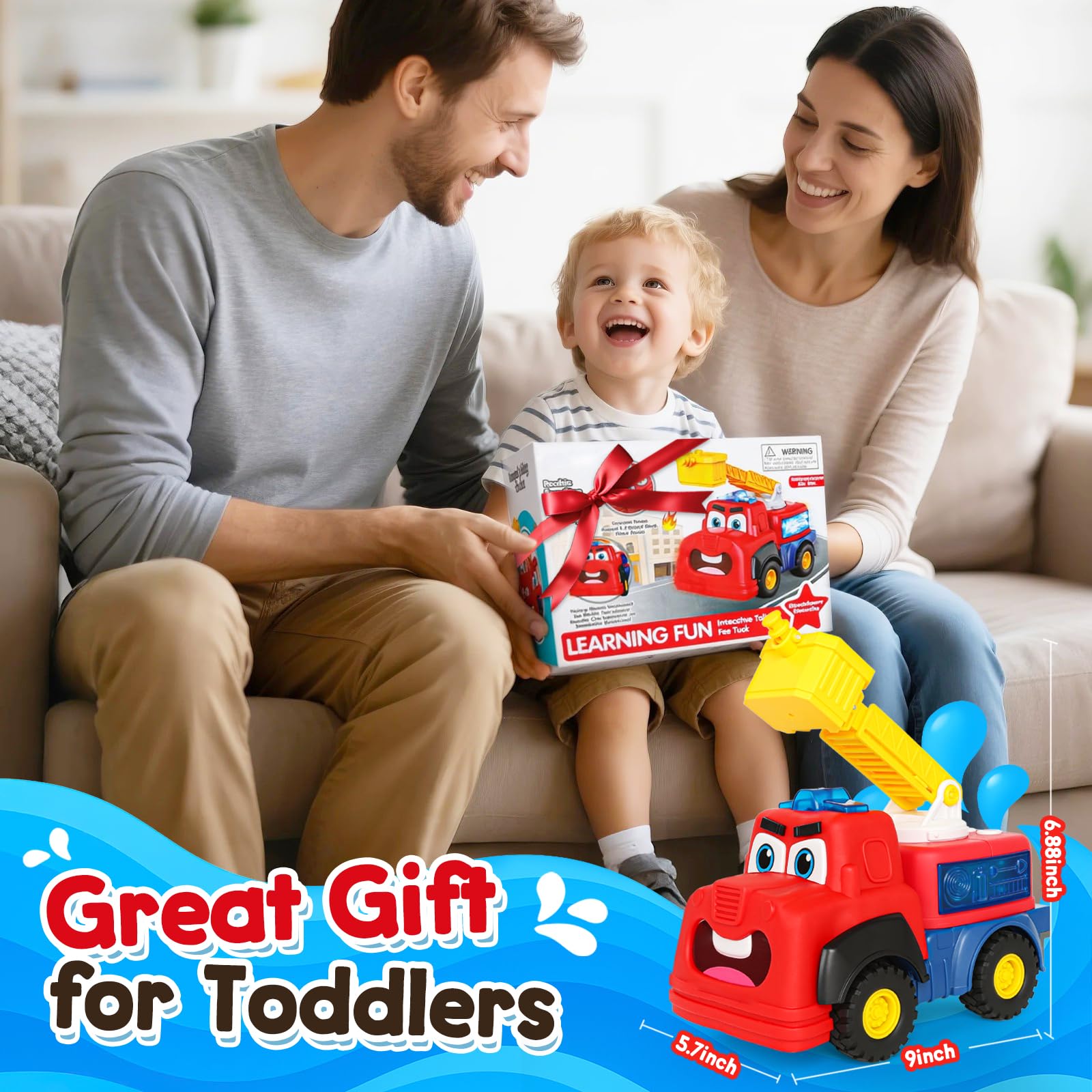 Hieoby gift-ready fire truck toy, ideal for birthdays and holidays.