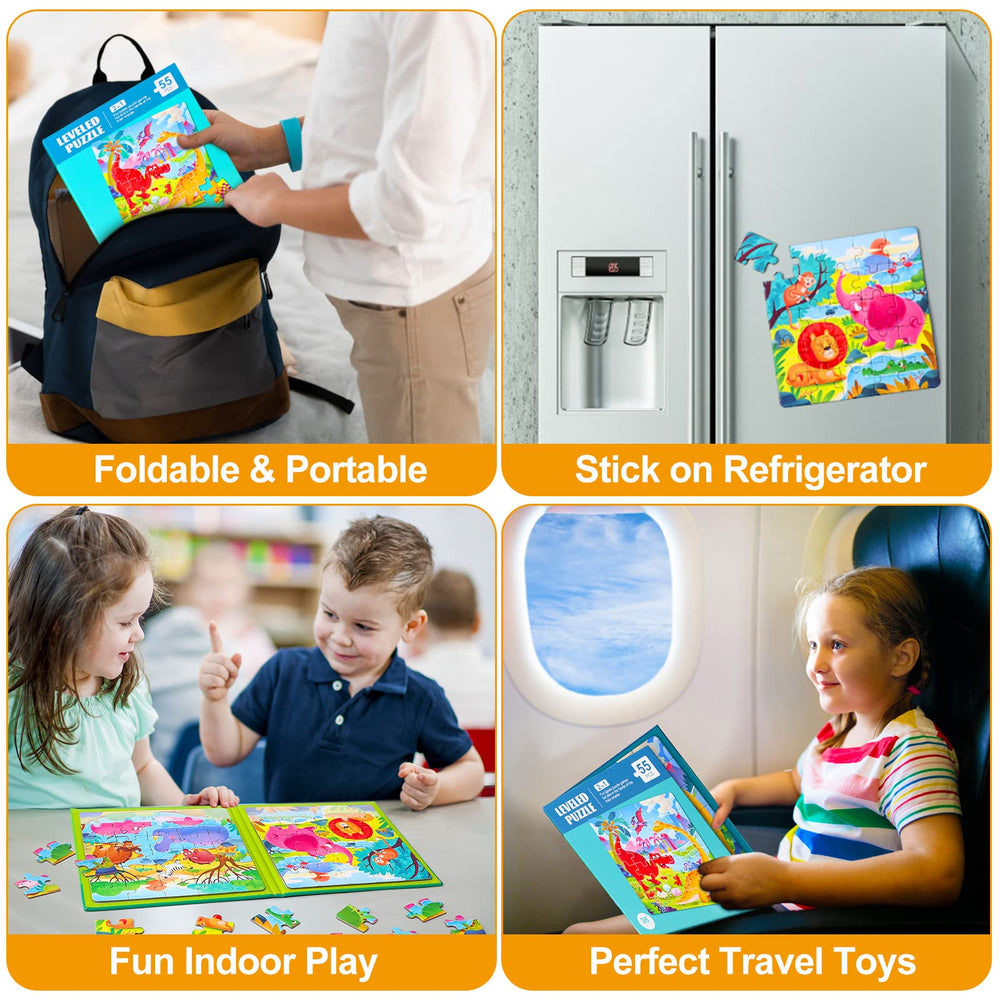 Hieoby toddler-friendly magnetic puzzle pieces fit little hands for safe exploration.