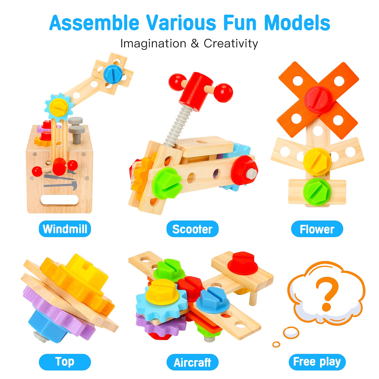 Hieoby screwdriver helps hand-eye coordination in twist-and-build activities.