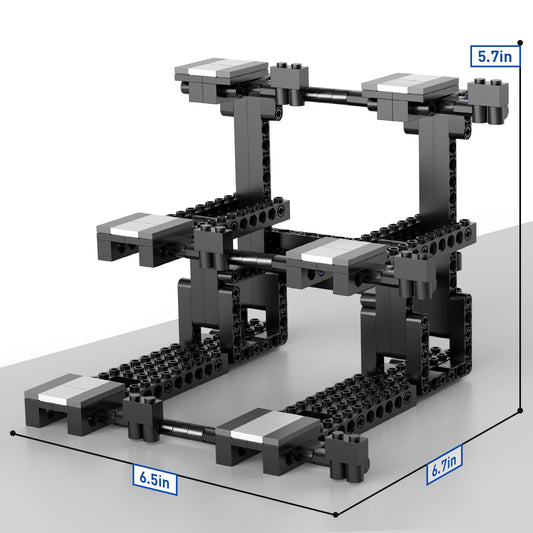 Close-up of easy assembly steps for the HIGH GODO 3-tier display stand