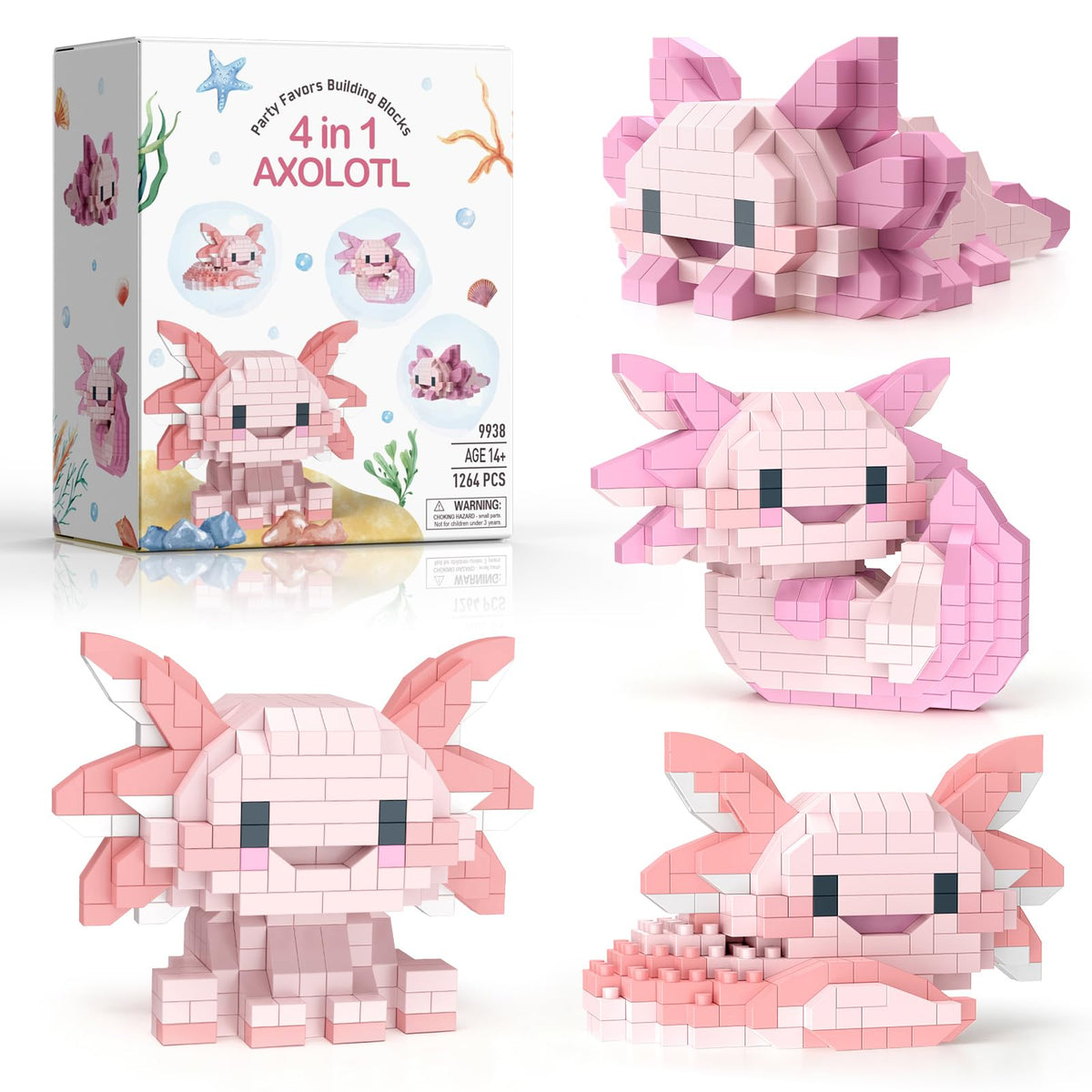 high godo 4-axolotl building set ready for gifting and play