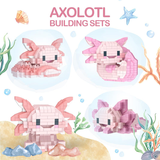 high godo axolotl mini figures displayed on a desk