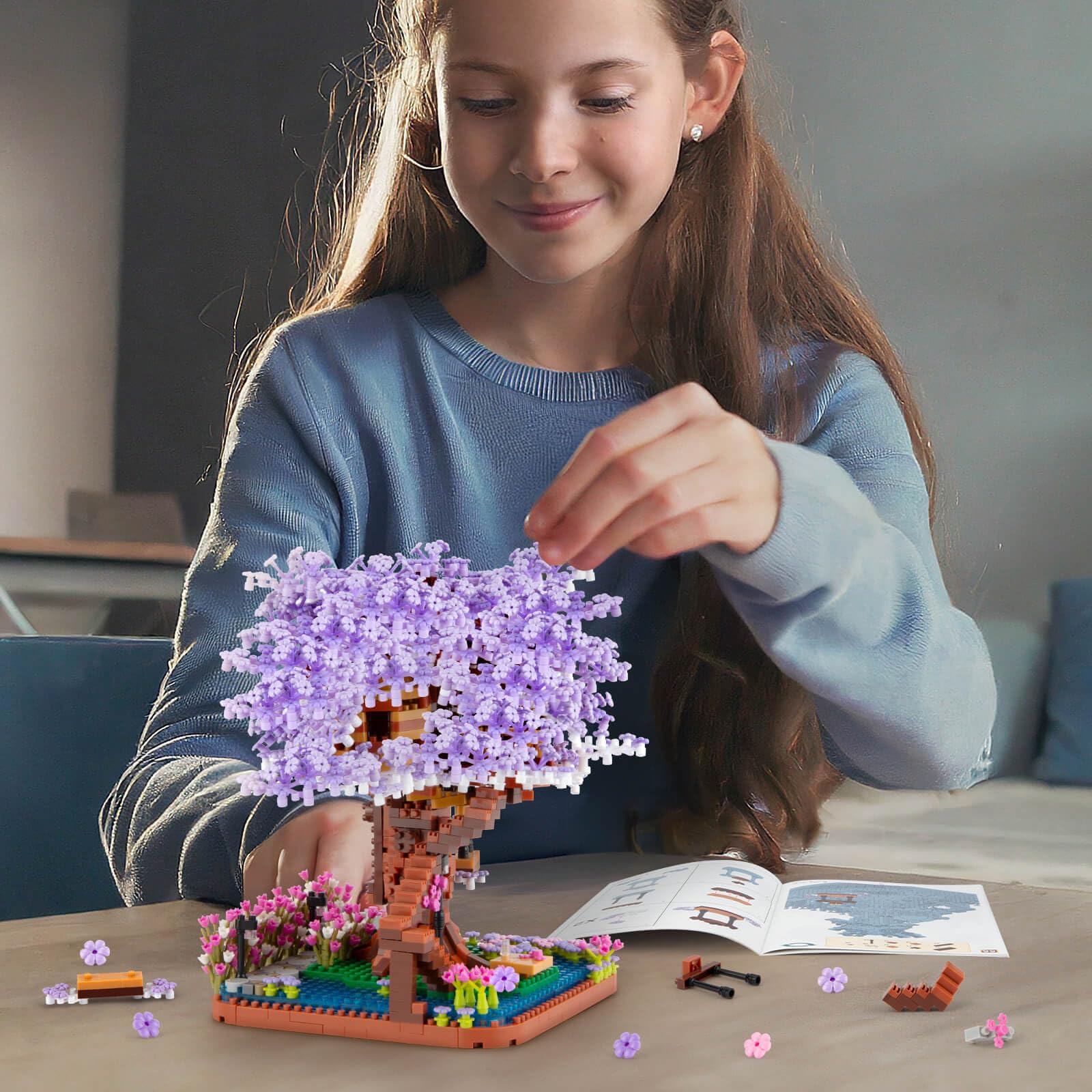 HIGH GODO Cherry Blossom Bonsai Tree set used as elegant desktop decor