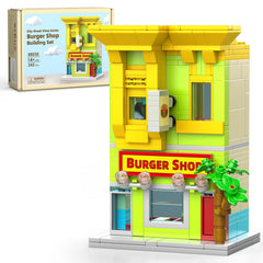 HIGH GODO City Burger Shop storefront window reveals checkout counter for a realistic display