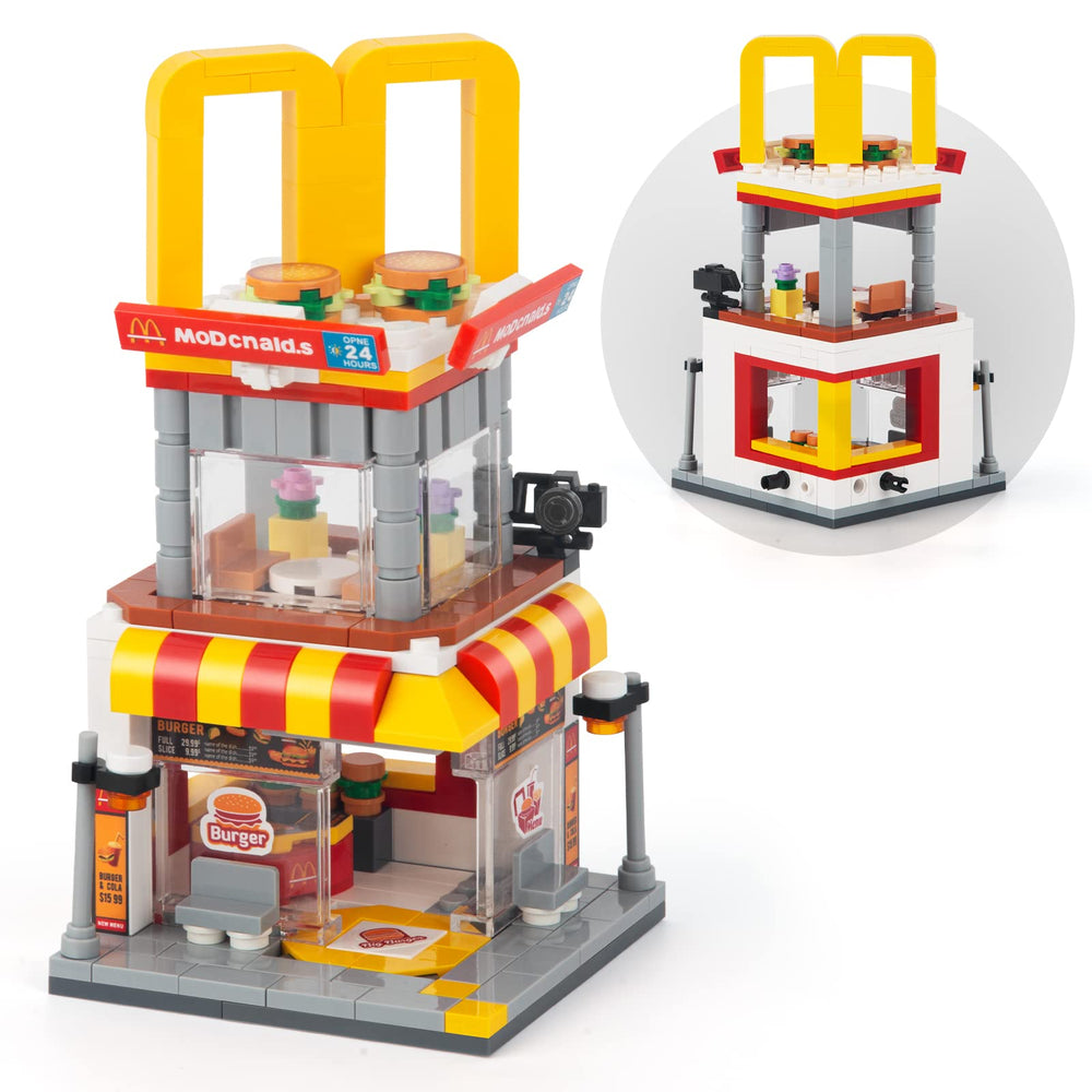 HIGH GODO City Street View Burger Shop front, a vivid desk display.